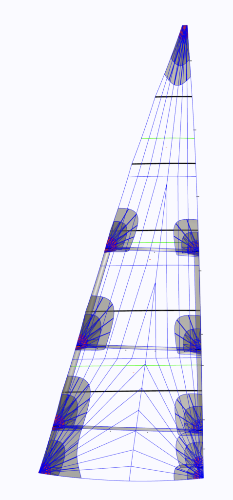 Deep reefing tri radial main with the correct reinforcement and patching
